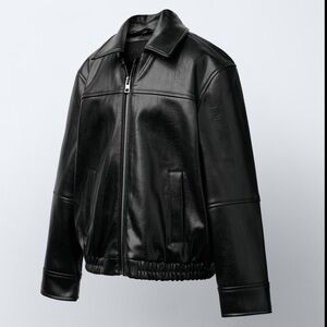 Zara Women’s Faux Leather Bomber Jacket